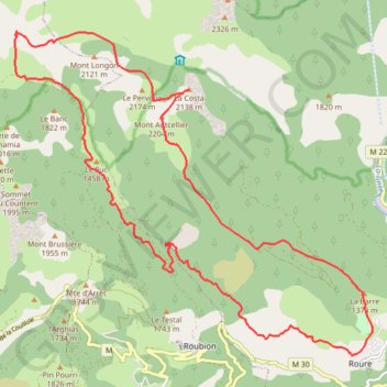 Trace GPS Mont Autcellier et Vignols depuis Roure, itinéraire, parcours