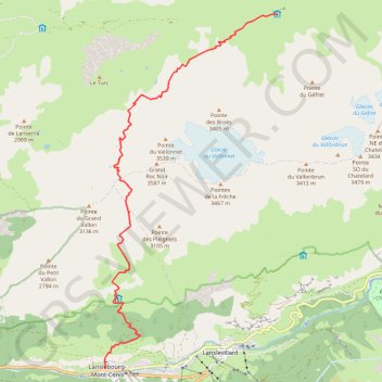 Trace GPS Traversée Lanslebourg-Cuchet-Femma, itinéraire, parcours