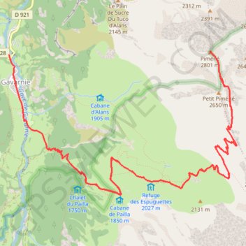 Trace GPS Piméné, itinéraire, parcours