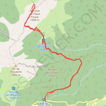 Trace GPS Rando au sommet de Pique Poque, itinéraire, parcours