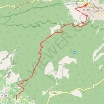 Trace GPS Le Mont ventoux, itinéraire, parcours