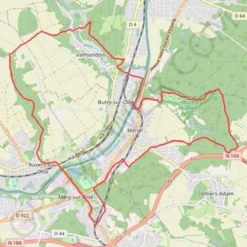 Trace GPS Balade à Auvers sur Oise et Valmoois, itinéraire, parcours