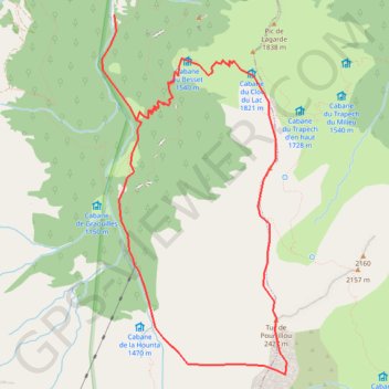 Trace GPS Tuc de Pourtillou par Cornave, itinéraire, parcours