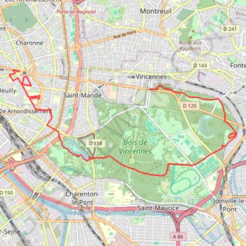 Trace GPS Bois de Vincennes - Picpus, itinéraire, parcours