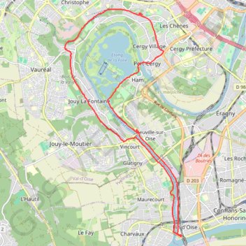 Trace GPS Randonnée de Cergy à Conflans, itinéraire, parcours