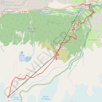Trace GPS Glacier Girose depuis la Grave, itinéraire, parcours