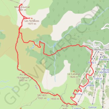 Trace GPS Pic du Han - Mont Fourcat, itinéraire, parcours