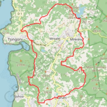 Trace GPS Boucle rouge Tsingoni-15926819, itinéraire, parcours