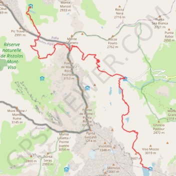 Trace GPS J2 Refuge Granero - Refuge Quintino Sella, itinéraire, parcours