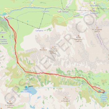 Trace GPS Cabane d'Aygues Cluses - Lac de Coueyla-Gran, itinéraire, parcours
