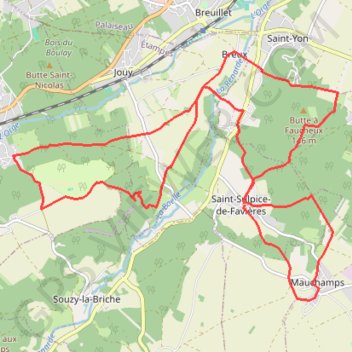 Trace GPS Saint-Sulpice-de-Favières, itinéraire, parcours