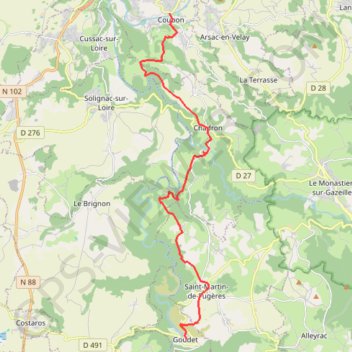 Trace GPS Coubon Godet, itinéraire, parcours