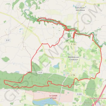 Trace GPS Mézières sur Couesnon, itinéraire, parcours