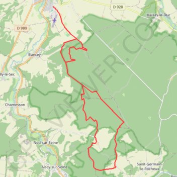 Trace GPS Pays Châtillonais - Circuit du sentier à la Biche, itinéraire, parcours