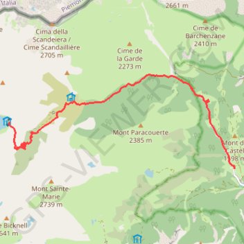 Trace GPS Refuge de Valmasque > Castérino (Via Alpina), itinéraire, parcours