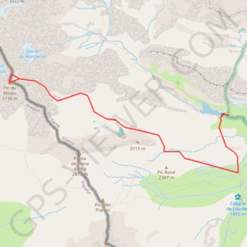 Trace GPS Pics de Tapou depuis le barrage d'Ossoue, itinéraire, parcours