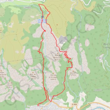 Trace GPS Gorges de la Colombieres CAROUX, itinéraire, parcours