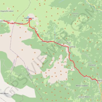 Trace GPS Lukavica - Velje Duboko - Mrtvica, itinéraire, parcours