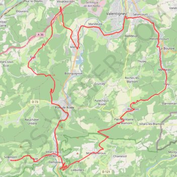 Trace GPS Le Lomont - Doubs, itinéraire, parcours