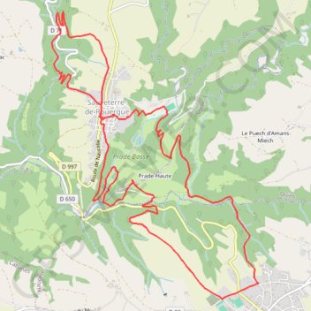 Trace GPS Sauveterre-de-Rouergue, au coeur du Ségala, itinéraire, parcours