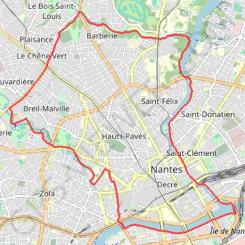 Trace GPS Nantes (le tour de), itinéraire, parcours