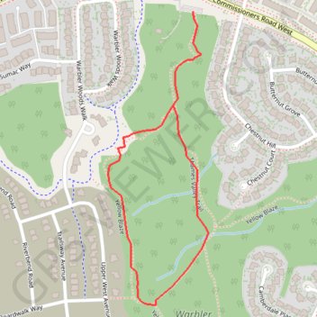 Trace GPS Warbler Woods Loop, itinéraire, parcours