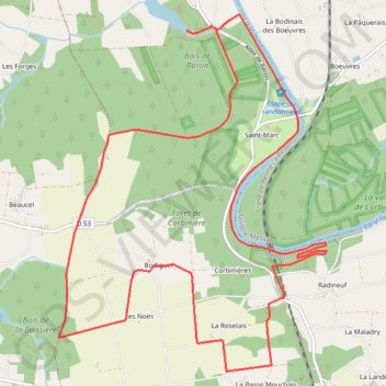 Trace GPS Rochers de Corbiniéres - Messac Guipry, itinéraire, parcours