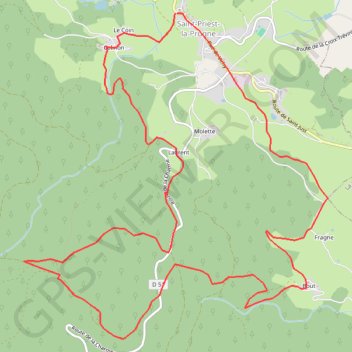 Trace GPS La pierre des Fées - Saint-Priest-la-Prugne, itinéraire, parcours