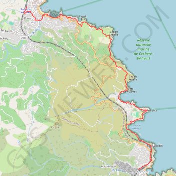 Trace GPS Sentier du littoral 7 de Banyuls à Cerbère, itinéraire, parcours