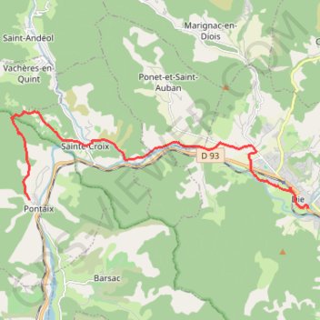 Trace GPS Grande Traversée des PréAlpes : Pontaix - Die, itinéraire, parcours