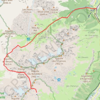 Trace GPS Aiguille de Bérard, itinéraire, parcours