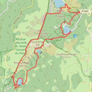 Trace GPS Circuit des quatre lacs dans les Vosges, itinéraire, parcours