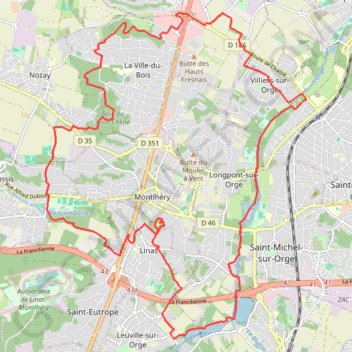 Trace GPS Villiers sur Orge, itinéraire, parcours