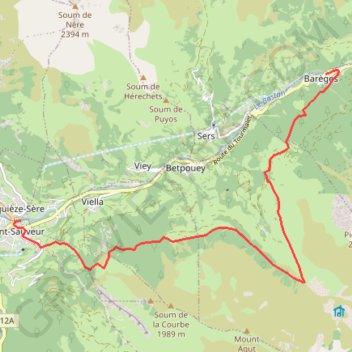 Trace GPS De Barèges à Luz-Saint-Sauveur par le GR10, itinéraire, parcours