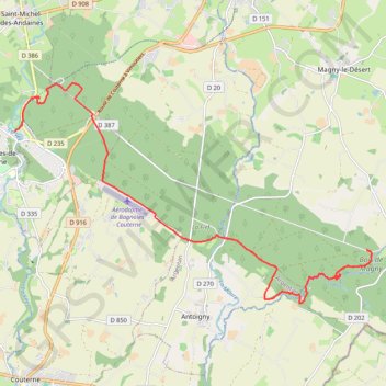Trace GPS Bagnoles de l'Orne depuis les gorges de Villiers, itinéraire, parcours