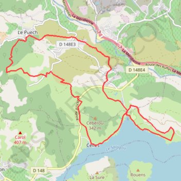 Trace GPS Maquette Vailhès Celles Le Puech Les Hémies Rabejac, itinéraire, parcours