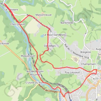 Trace GPS Saint-Léonard-de-Noblat, itinéraire, parcours