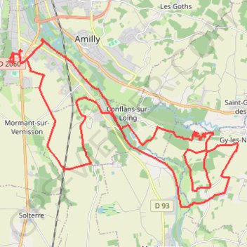 Trace GPS Randonnée des Chouquettes de l'Agglomération Montargeoise - Amilly, itinéraire, parcours