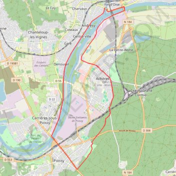 Trace GPS Conflans - Poissy via Achères, itinéraire, parcours