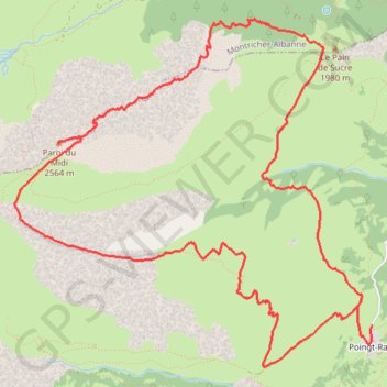 Trace GPS Paroi du Midi depuis le Poingt-Ravier, itinéraire, parcours