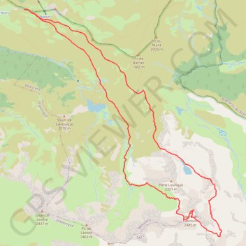 Trace GPS Soum de Lascours et Lac de Bassias depuis le Col de Moulata, itinéraire, parcours