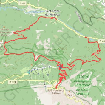 Trace GPS Ventoux Versant Nord - Par Saint Léger, itinéraire, parcours