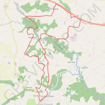 Trace GPS Loguivy-Plougras, itinéraire, parcours