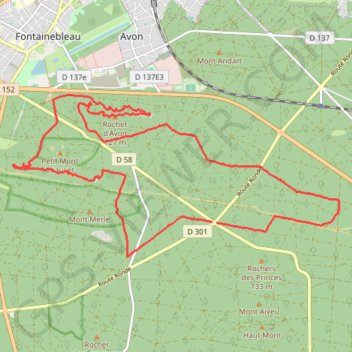 Trace GPS Rocher de Bouligny et d'Avon, itinéraire, parcours