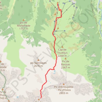 Trace GPS Pic de Parraouis depuis le col d'Azet, itinéraire, parcours