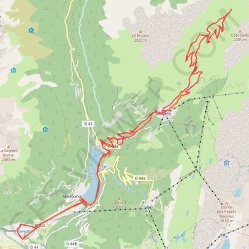 Trace GPS Col du Sabot depuis Allemont, itinéraire, parcours