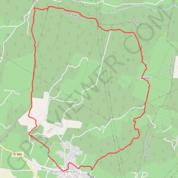 Trace GPS Saint-Gervais - Font du Loup, itinéraire, parcours
