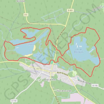 Trace GPS Autour des lacs d'Hostens, itinéraire, parcours