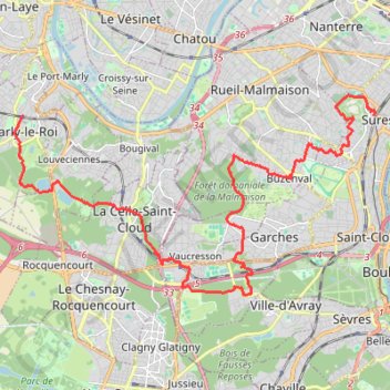 Trace GPS De Suresnes à Marly-Le-Roi, itinéraire, parcours