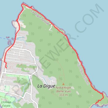 Trace GPS Randonnée de Anse Fourmis à Anse Cocos (la Digue), itinéraire, parcours